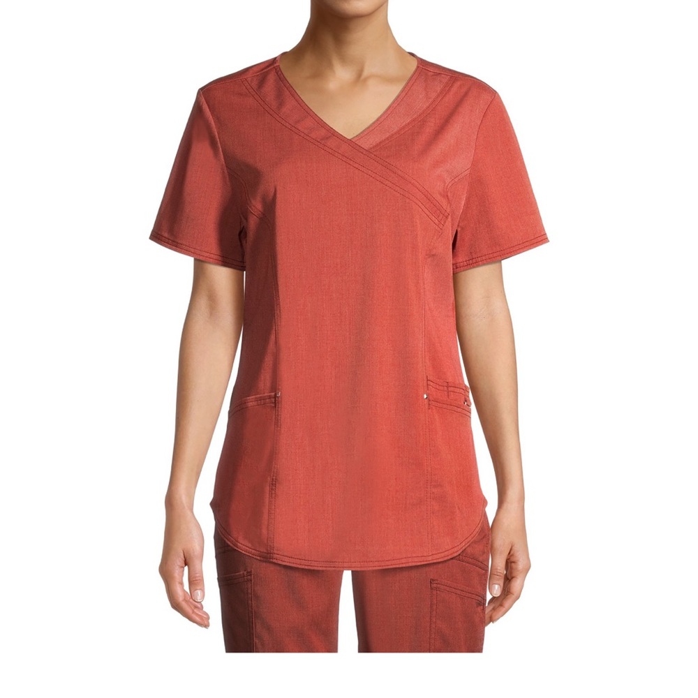 Fashion Premium Ultimate Mock Wrap Scrub Top